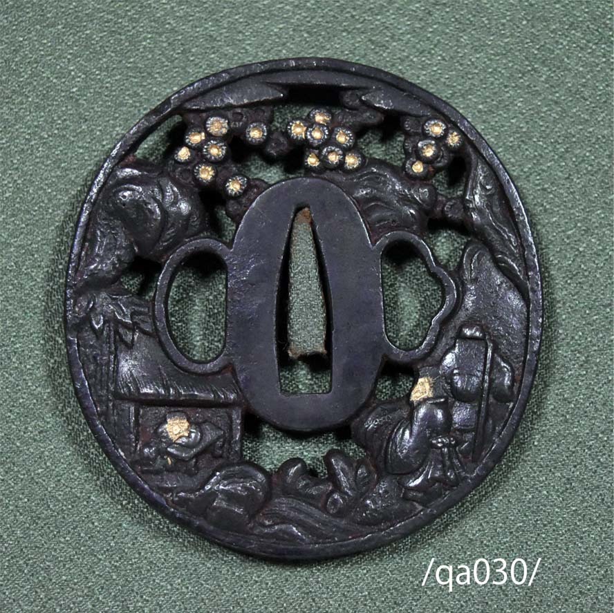Iron 鍔 透かし 三国志 三顧の礼の意匠 鉄 詳細不明 /qa030/ 主1850-1899