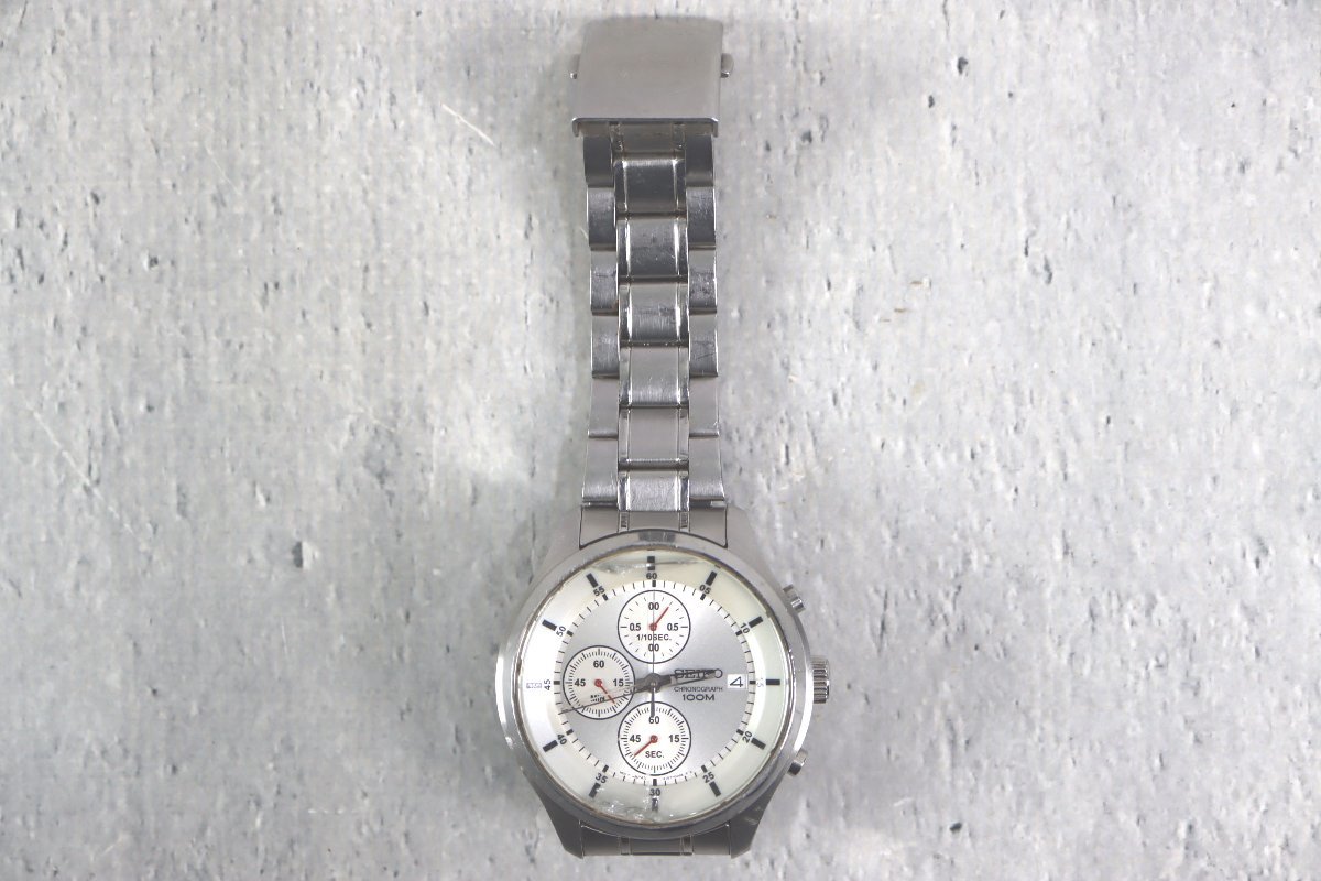 SEIKO QUARTZ セイコー クォーツ 4T57-00G0 クロノグラフ 100M 白文字