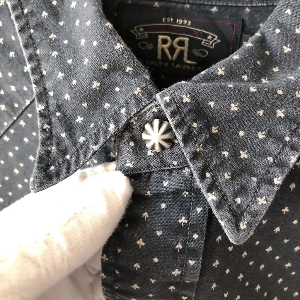 RRL トランプ柄 コンチョボタン コットン ウエスタンシャツ S ブラック