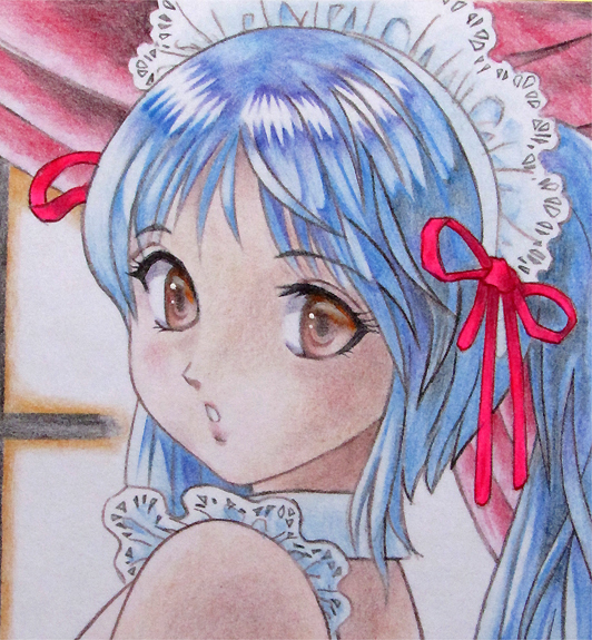 手描き イラスト オリジナル 直筆一点物 ☆ メイドさんの部屋にて☆