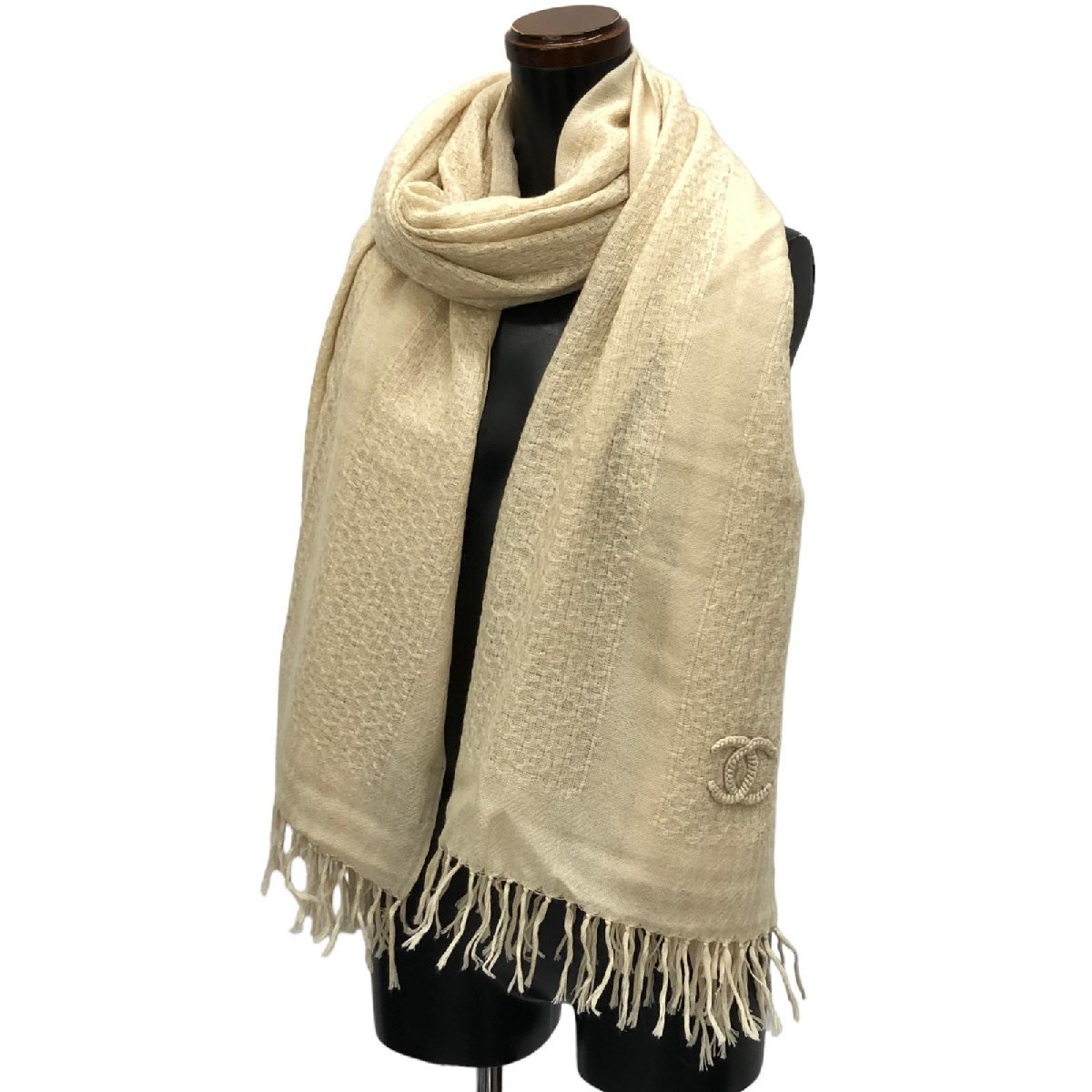 シャネル ストール ココマーク カシミア ベージュ系 CHANEL シャネル