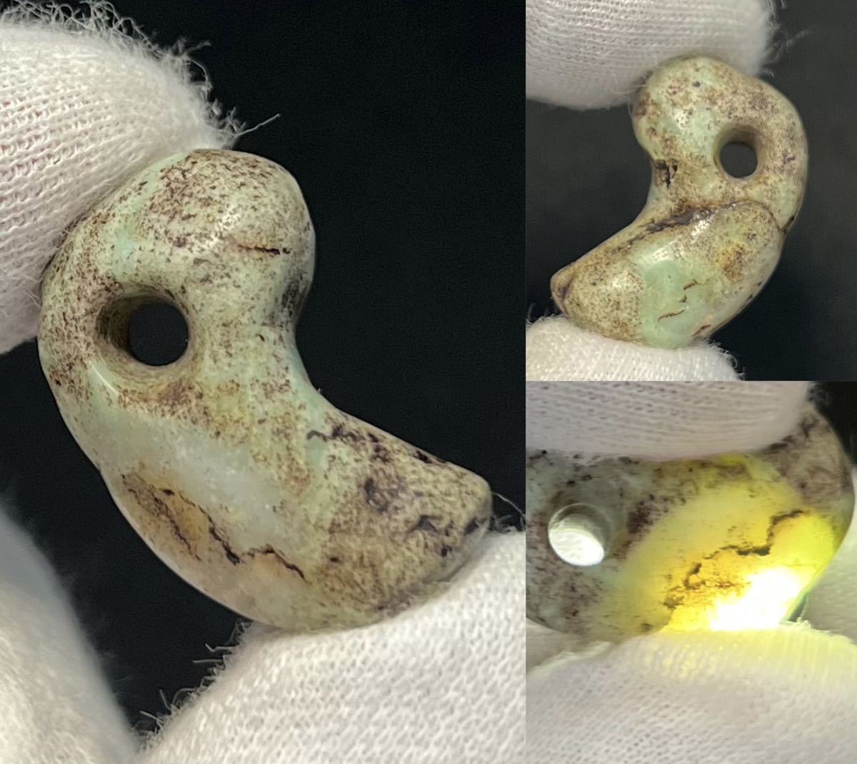 ■縄文期 古代美溢れる翠色 琅かん 翡翠製 勾玉2.6cm■ろうかん翡翠■垂飾玉大珠弥生大和王権邪馬台国日本王国出雲国三種神器神像仏像土偶