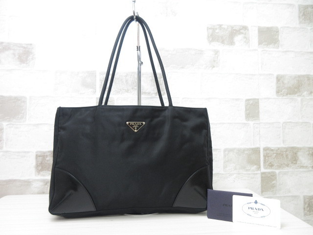 Ch7813 極 プラダ PRADA テスート ハンドバッグ ショルダーバッグ バッグ ナイロン×カーフレザー ブラック ch7813(ハンドバッグ)|売買 ...