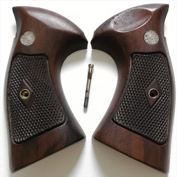 希少！S&W社純正 50～60年代 M10、M15、M19他、Kフレーム用 ダイアモンド ターゲット 木製グリップ