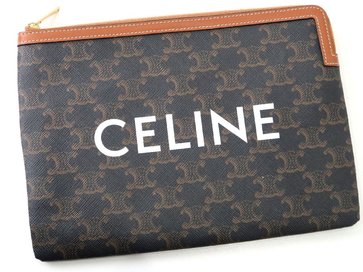 定価9.5万円弱 トリオンフ柄！美品 セリーヌ マカダム クラッチバッグ