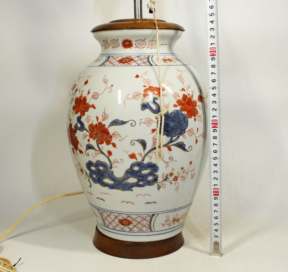 本物　官窯景徳鎮窯色絵花図ランプ・清時代 ヨーロッパ輸出品 中国古玩