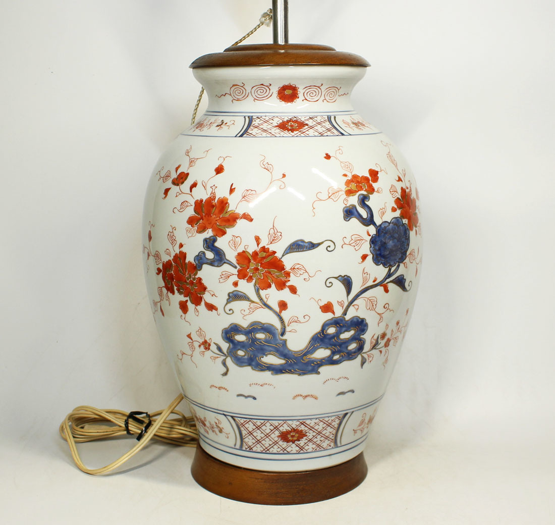 本物　官窯景徳鎮窯色絵花図ランプ・清時代 ヨーロッパ輸出品 中国古玩