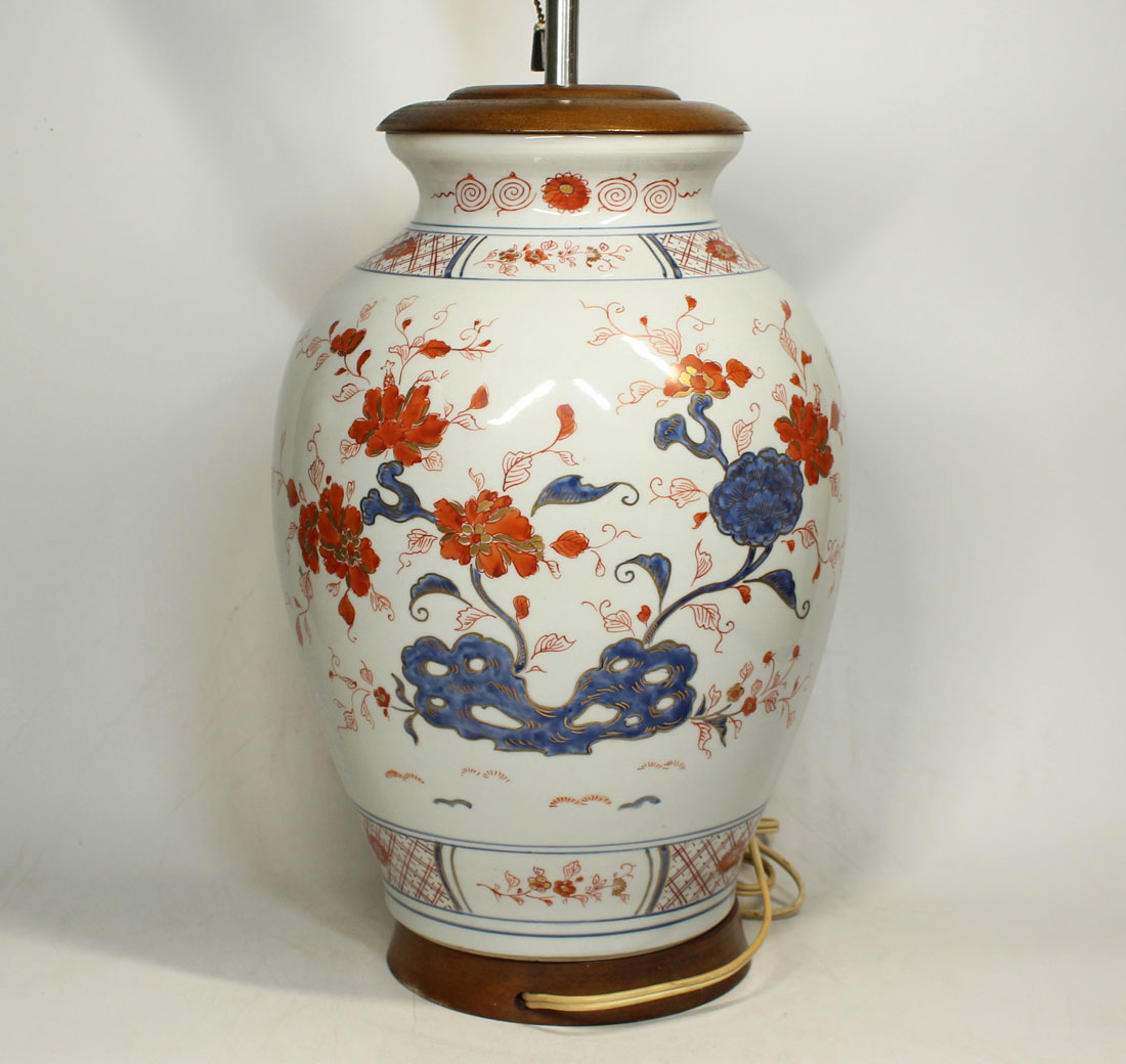 本物　官窯景徳鎮窯色絵花図ランプ・清時代 ヨーロッパ輸出品 中国古玩