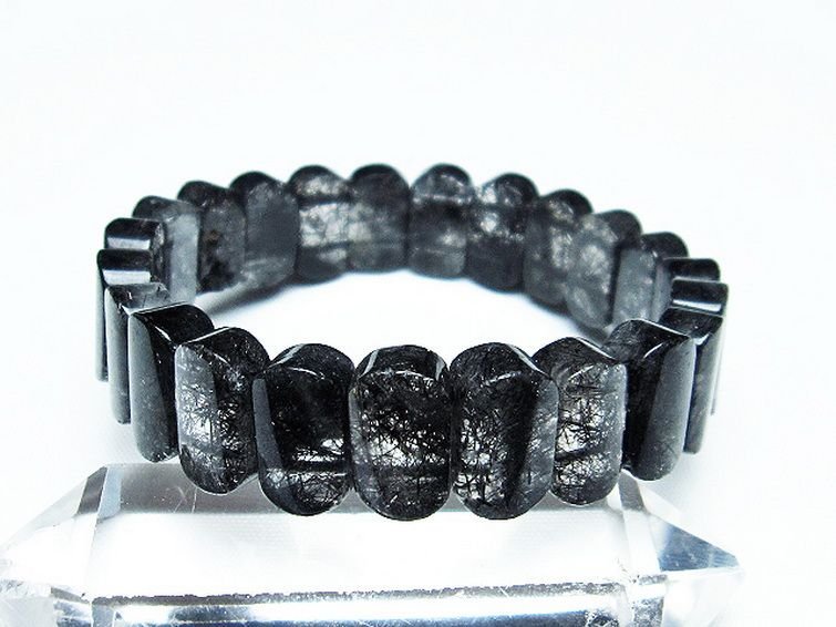 誠安◆天然石最高級品ブラックルチルクォーツバングル[T274-1815]