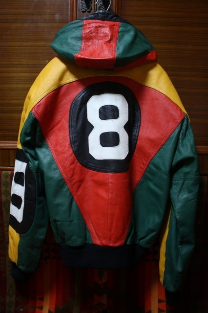 HARAJUKU MOTHER 80s 90s ビンテージ オール レザー クレイジーパターン 8ボール スタジャン ■ フルデコ スタジアム アワード ジャケット