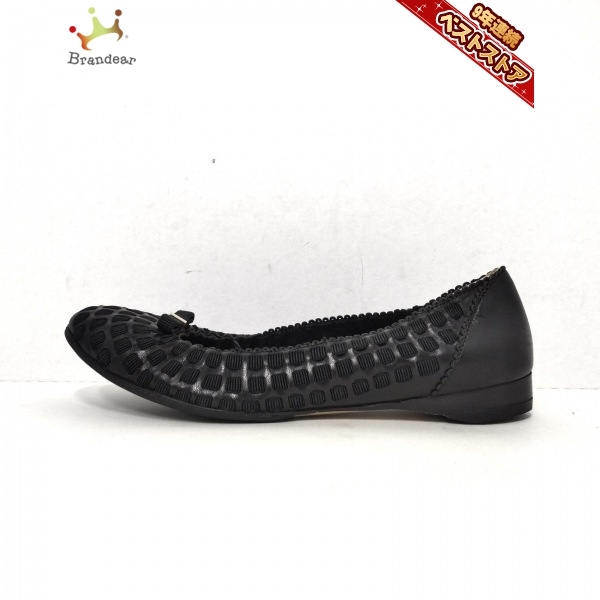 サルバトーレフェラガモ SalvatoreFerragamo フラットシューズ 5 1/2 - レザー×化学繊維 黒 レディース 靴