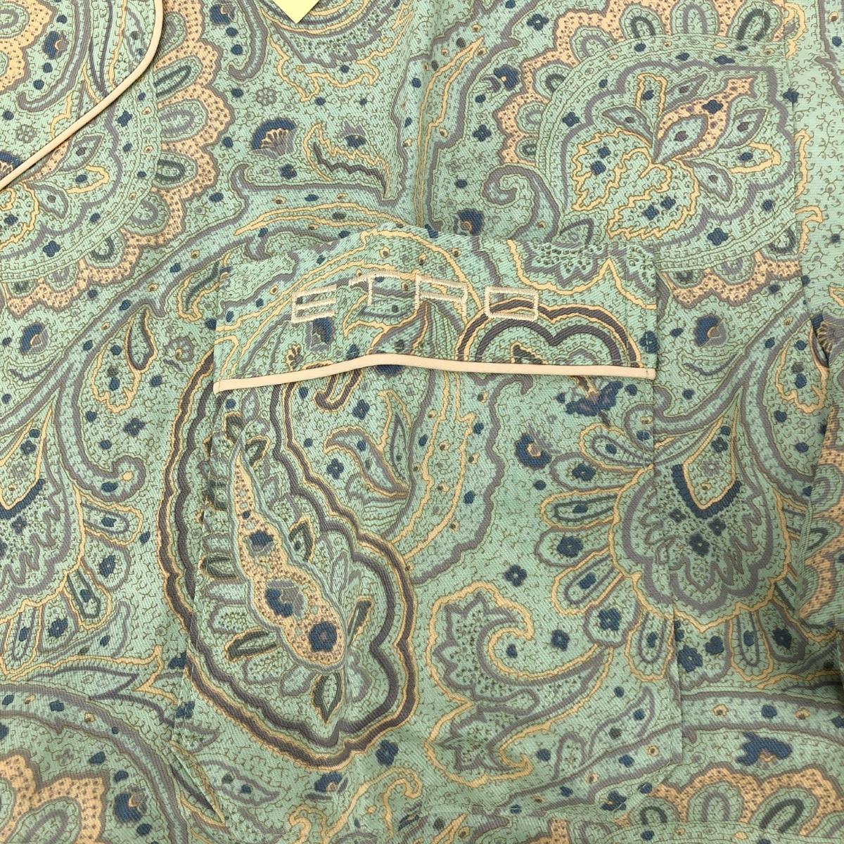 未使用品◇ETRO エトロ パジャマ Lサイズ◇ グリーン 綿100