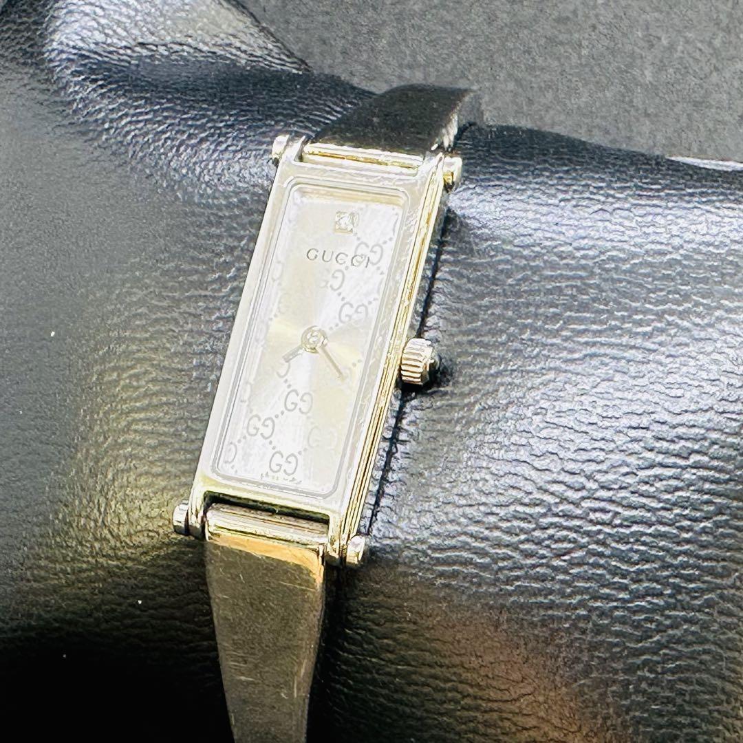 GUCCI 1500L 1p ダイヤ GG柄 ブレスレット シルバー ホワイト SS