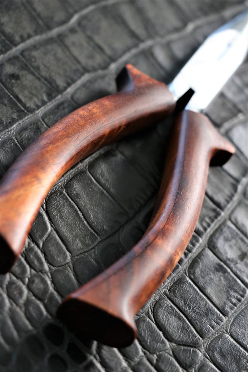 16-11 クニペックス 25-160 木製（ハワイアンコアカーリー）カスタムハンドル（ペンチ・プライヤー） 未使用品