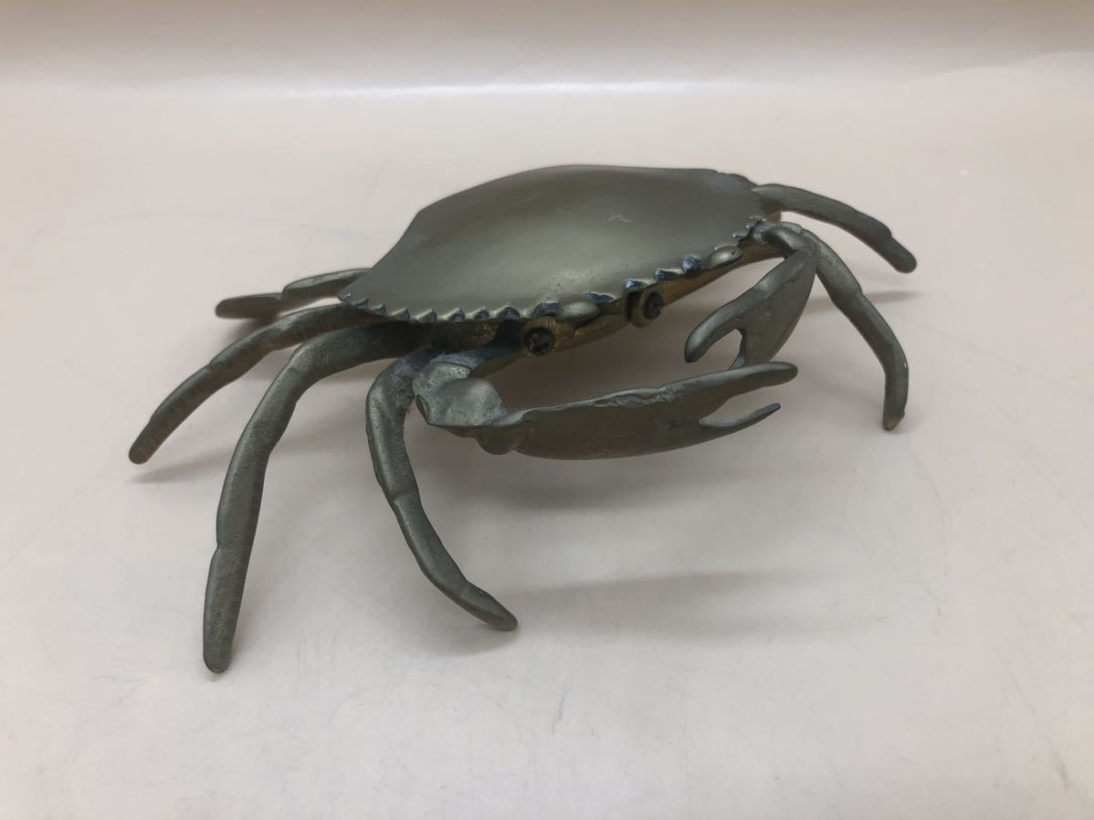 29133) 真鍮製 蟹/カニ 置物 灰皿 インテリア 約16×10×H,4,5cm 重量約