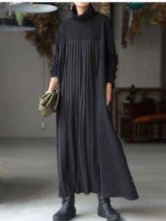 ■新品タグ付き・アンティカantiqua・完売！無地×プリーツの切替で即こなれる！プリーツ切替ワンピース