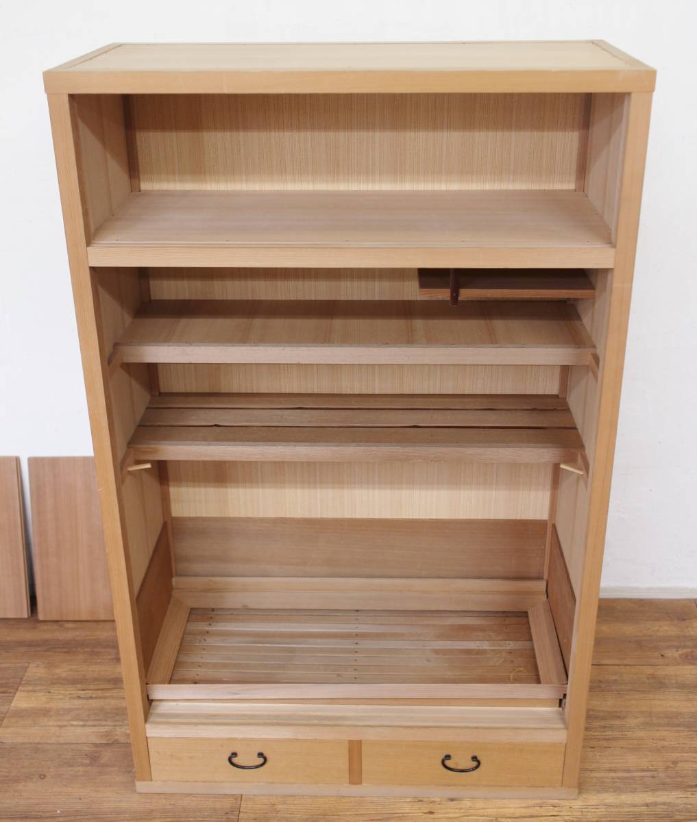 美品 杉 無垢 網代 茶水屋 置水屋 茶道具 煎茶棚 茶箪笥 置炉 引戸 和