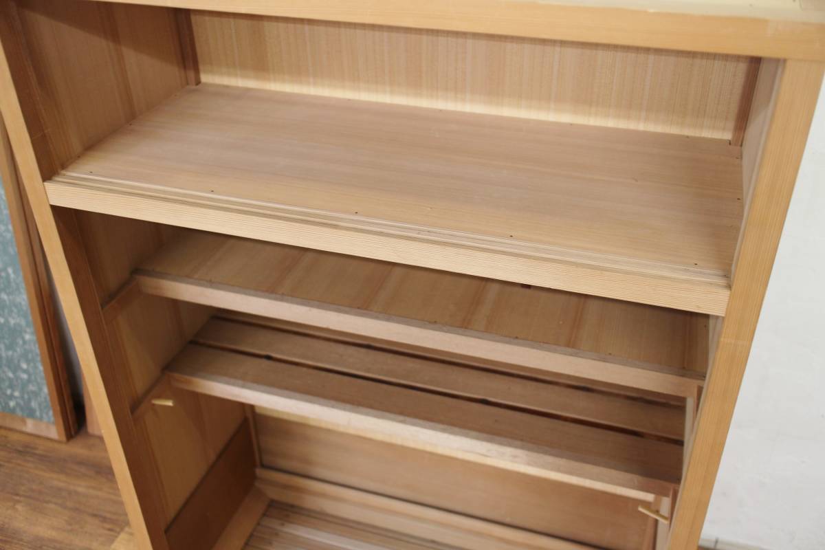美品 杉 無垢 網代 茶水屋 置水屋 茶道具 煎茶棚 茶箪笥 置炉 引戸 和