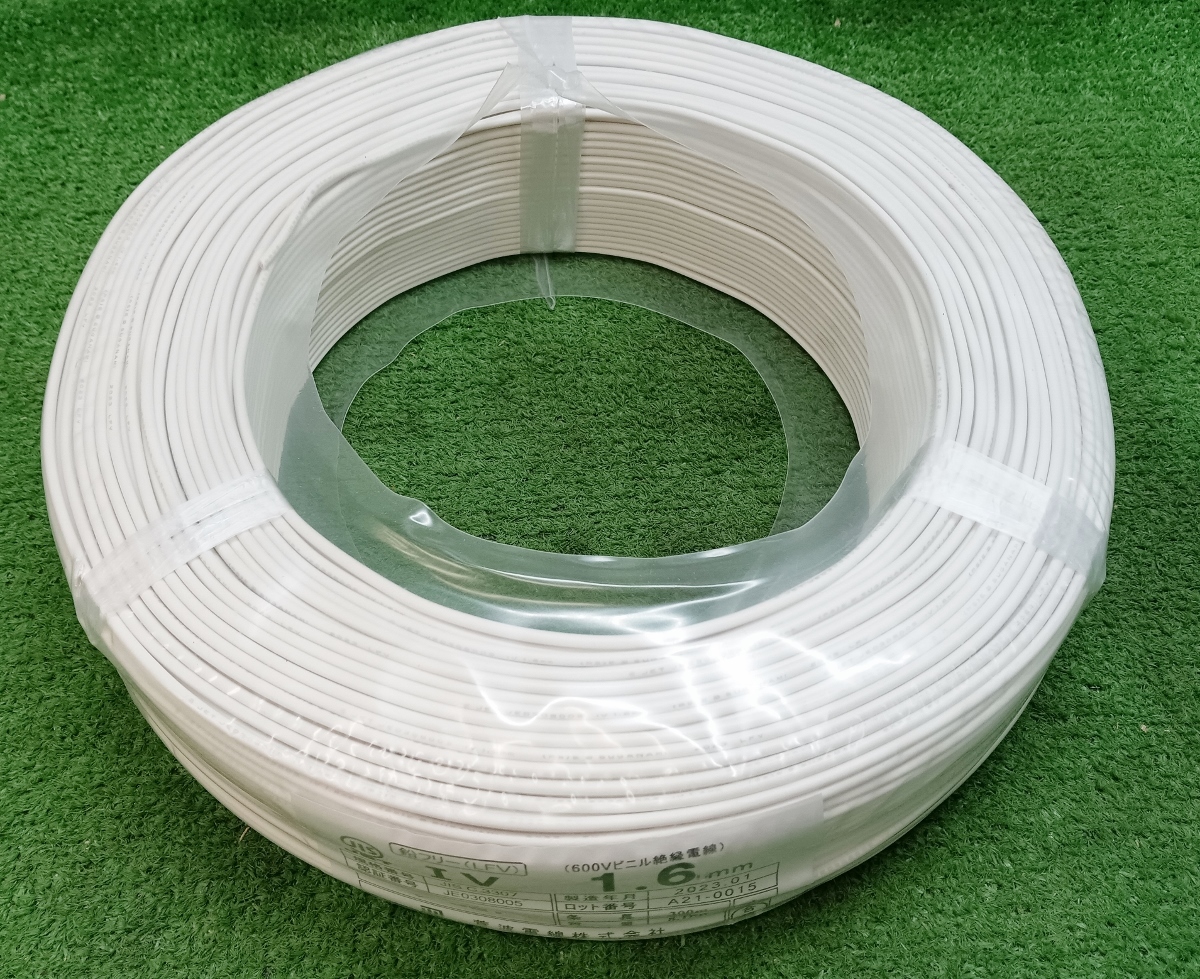 未使用 菅波電線 IV 白 ホワイト 単線ケーブル 1.6mm×300m 菅波電線 未