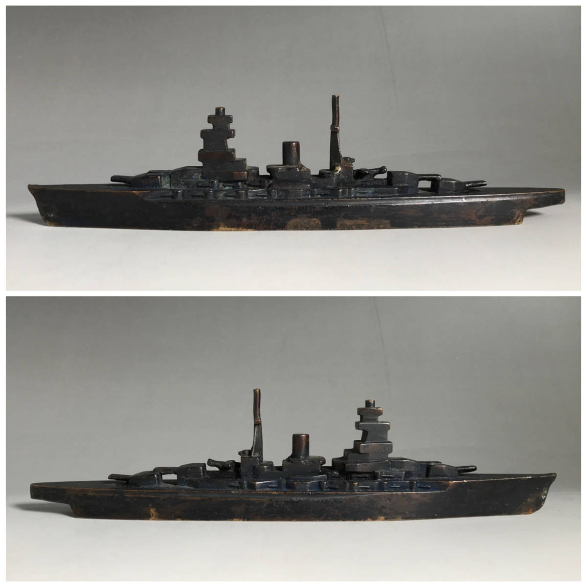 ut8/82 時代 真鍮製 軍艦文鎮 受台付 置物 戦艦 船 海軍 ペーパー