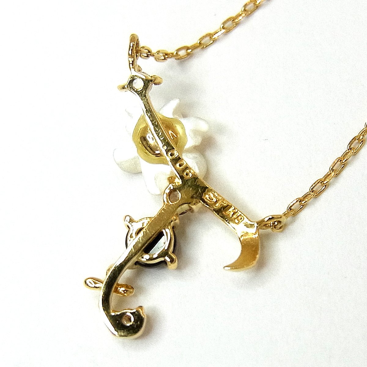K18 イニシャル「T」ネックレス 1.2g 全長：40cm トップ幅：12mm 