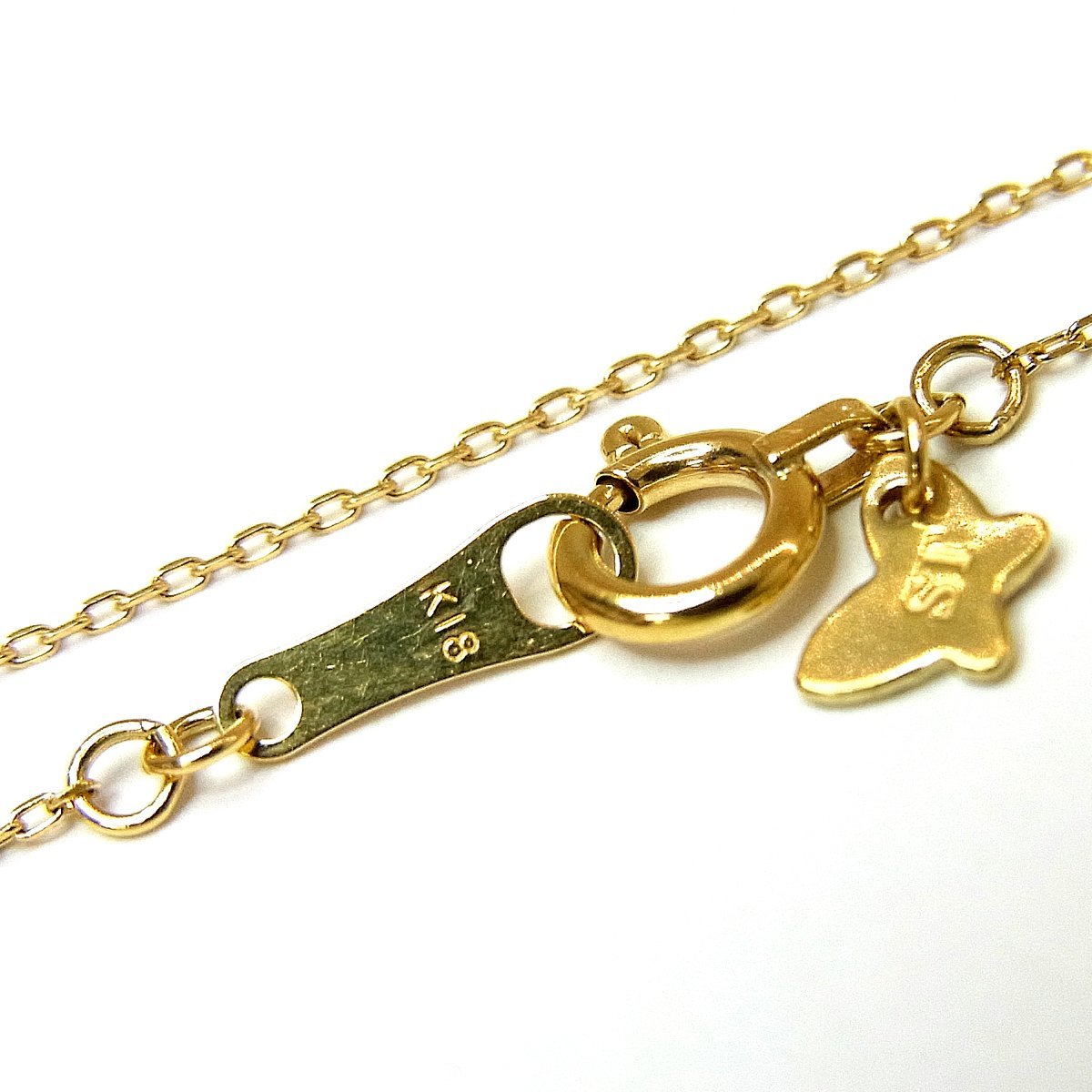 K18 イニシャル「T」ネックレス 1.2g 全長：40cm トップ幅：12mm