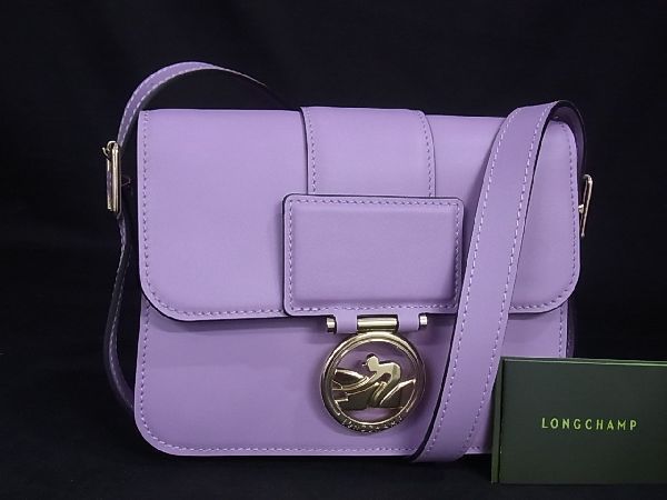 1円 ■新品■未使用■ LONGCHAMP ロンシャン ボックストロットS レザー クロスボディ ショルダーバッグ 斜め掛け パープル系 AH9240ハf