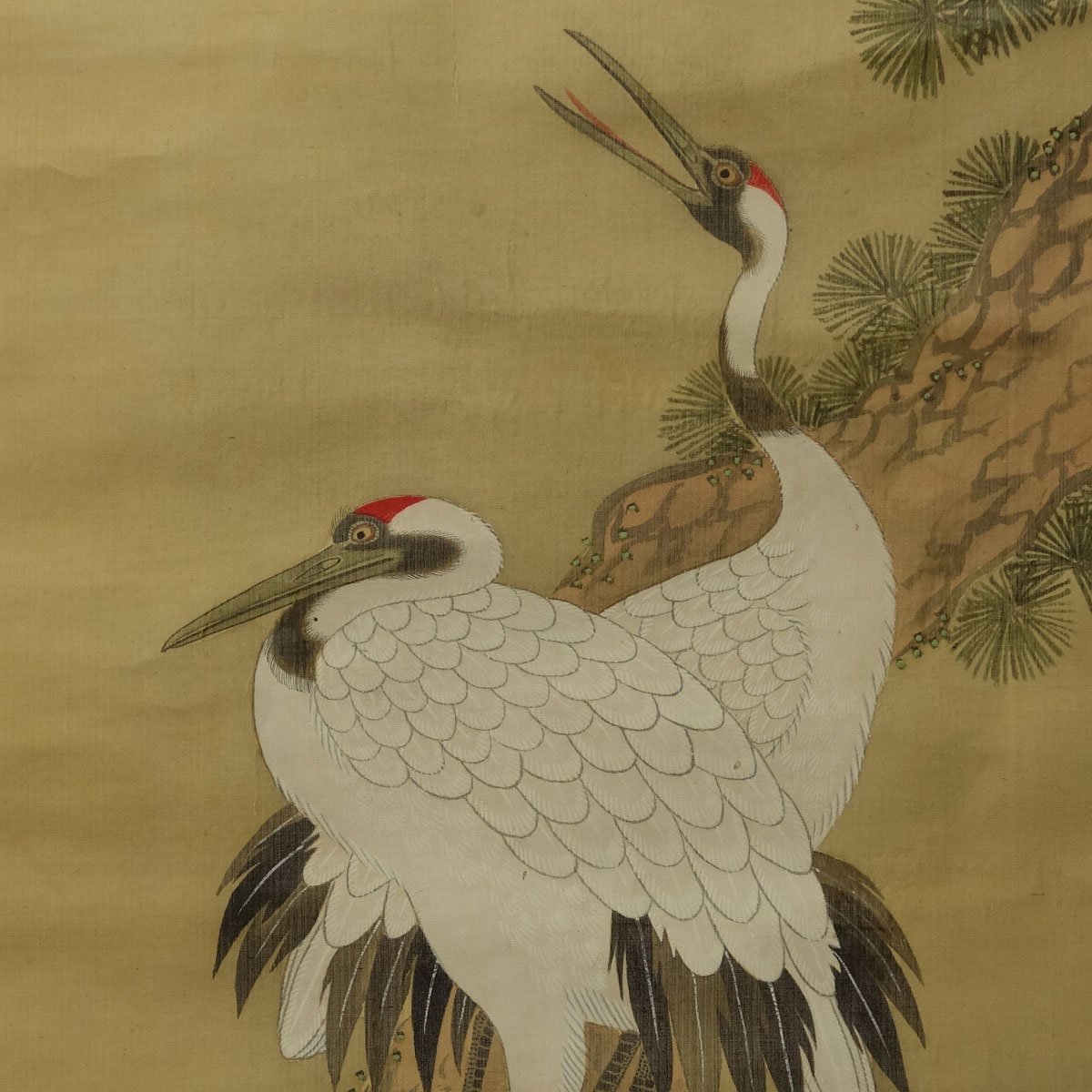 亀 日本画 掛け軸 松竹梅鶴亀 絹本 花鳥図 鳥獣 日本画 絵画 日本美術
