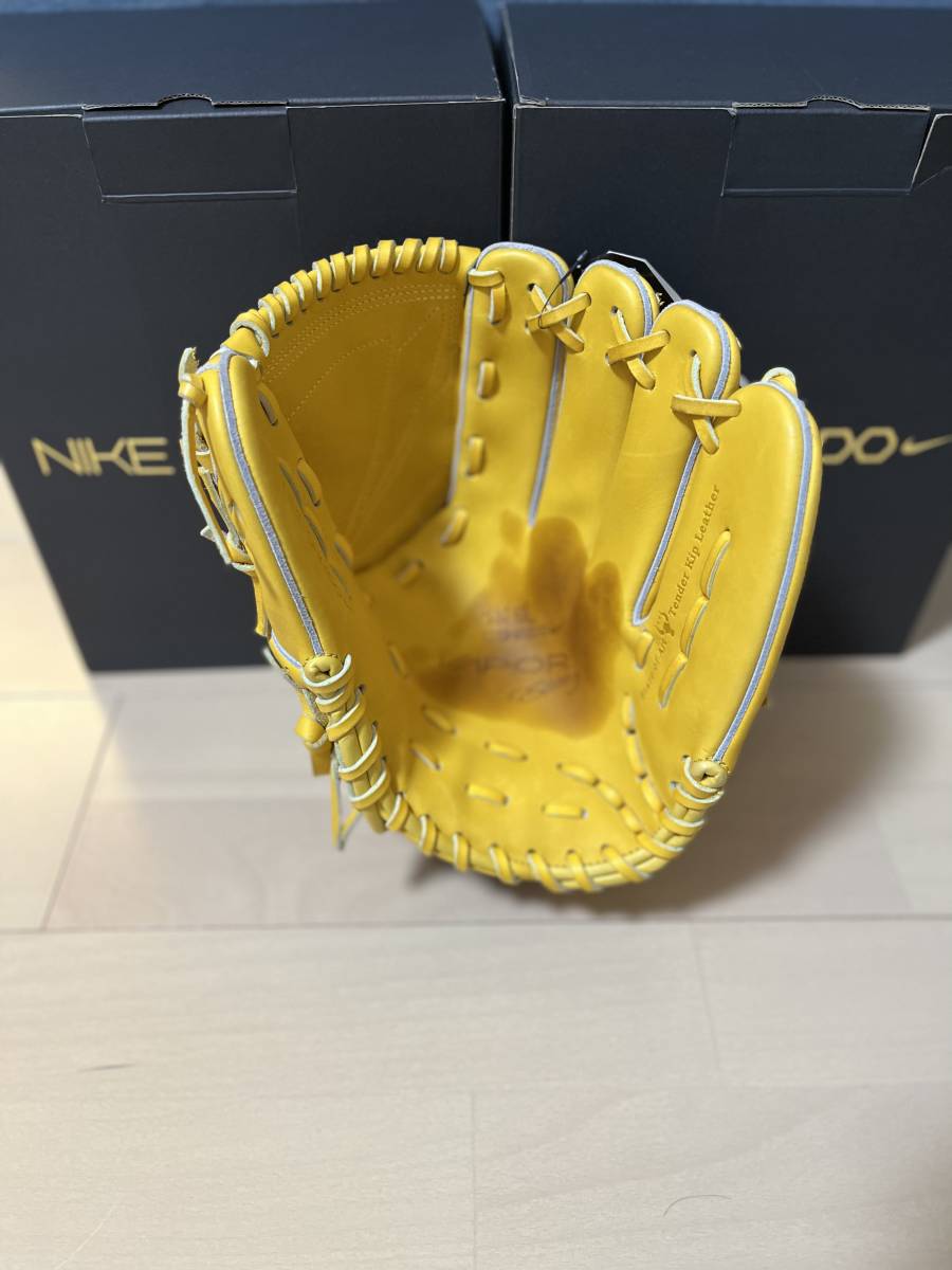 激レア NIKE ナイキ 硬式 グローブ キップ 投手用 野球 イエロー(投手