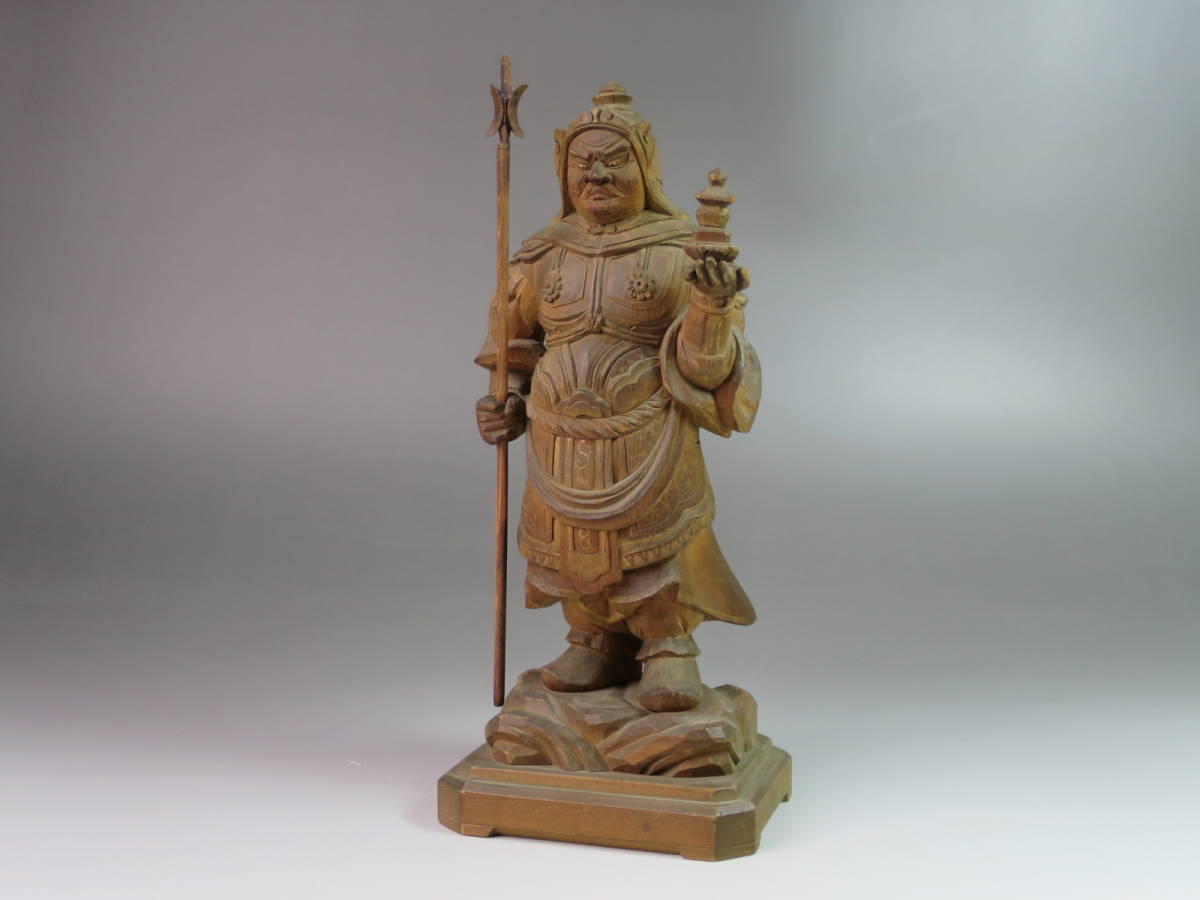 木彫毘沙門天立像 ∇花∇仏教美術 高さ21cm Yahoo!オークション 文化 