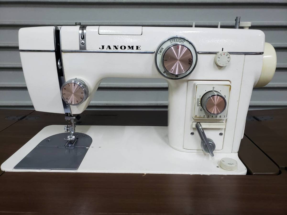 3984) JANOME ジャノメ 802 ミシン 収納 ボックス 台 作業台 椅子 