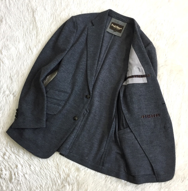 試着程度 LL 厚手 宝飾ボタン 秋冬 Paul Stuart ポールスチュアート メンズ ビジネス カジュアル ブレザー テーラード 羊毛 ジャケット