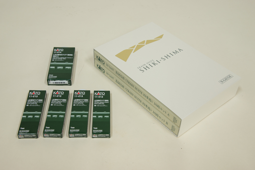 KATO、 10-1447 「E001形 TRAIN SUITE 四季島10両セット＋LED室内灯電球色10両分」（2017年12月21日、新品購入品）