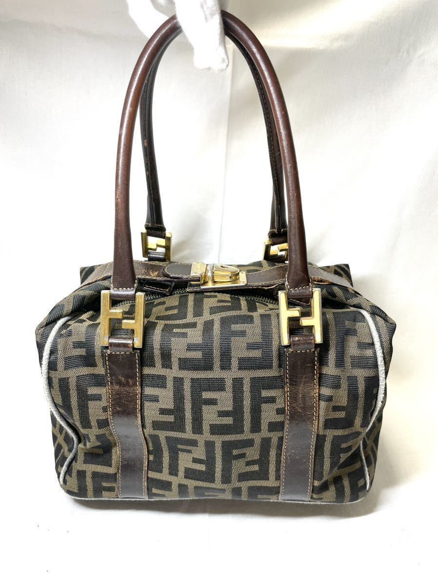 FENDI フェンディ ズッカ柄 ハンドバッグ ロック式金具 ミニボストン