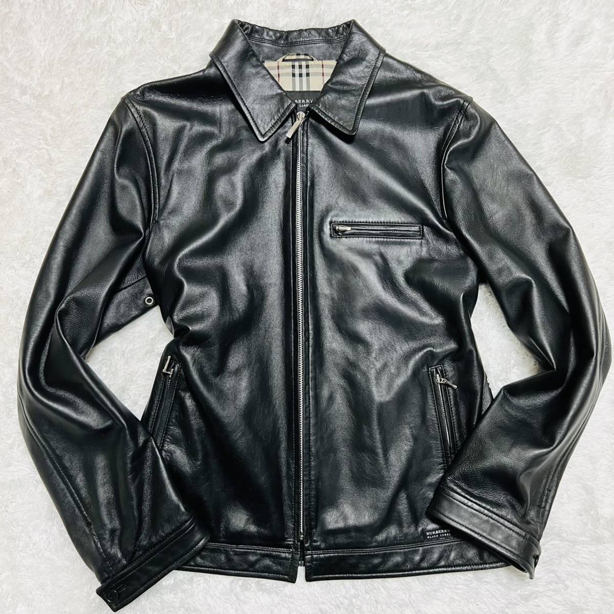 美品】BLACK LABELバーバリーライダースジャケット/サイズM Burberry 