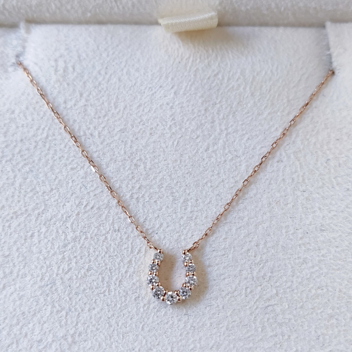 4℃ ダイヤモンド ホースシュー ネックレス K18PG 1.0g ネックレス 4