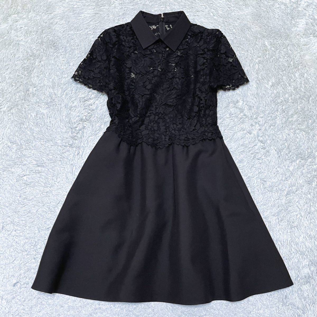 VALENTINO　ヴァレンティノ　花柄　フラワー　レース 極美品 ヴァレンティノ VALENTINO フラワー レース 切替 ウール シルク