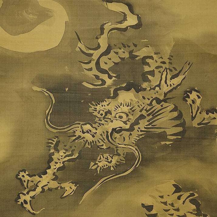 真作】喜聞◇『狩野探信(狩野守政) 竹に虎図・雲龍図(龍虎図)』 双幅 
