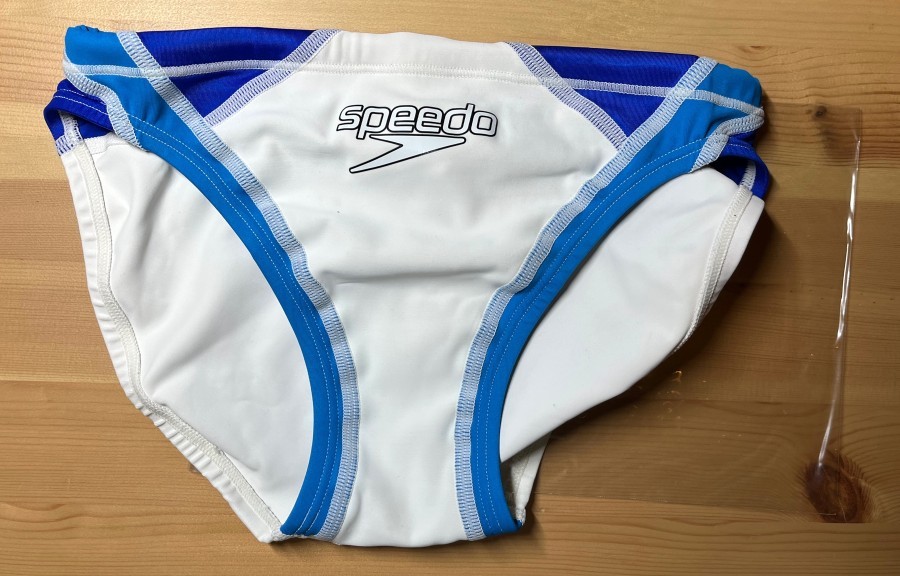 speedo 競パン 競泳水着 ホワイト×ブルー 中古 Mサイズ(Mサイズ)｜売買 