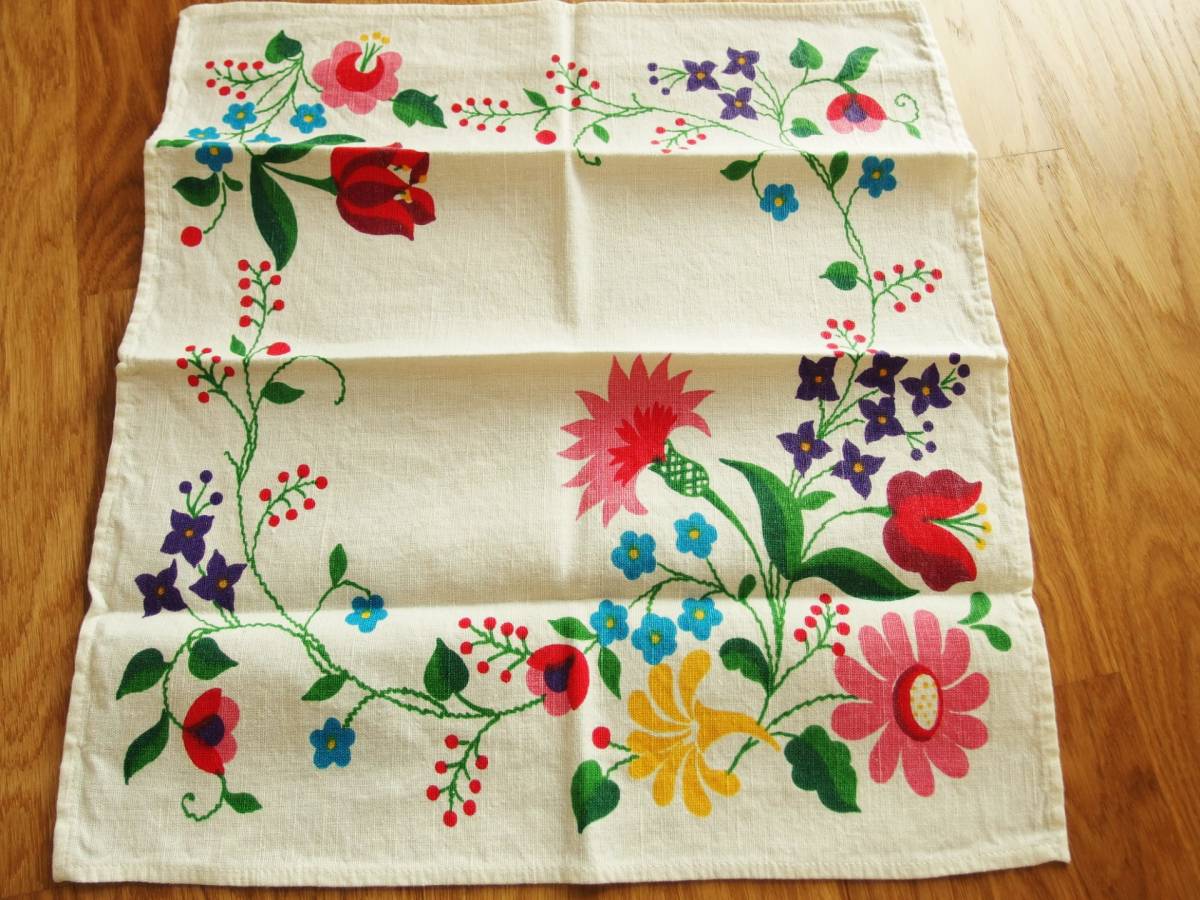 東欧雑貨 ハンガリー製 ヴィンテージ カロチャ刺繍 クロス/ランチョン