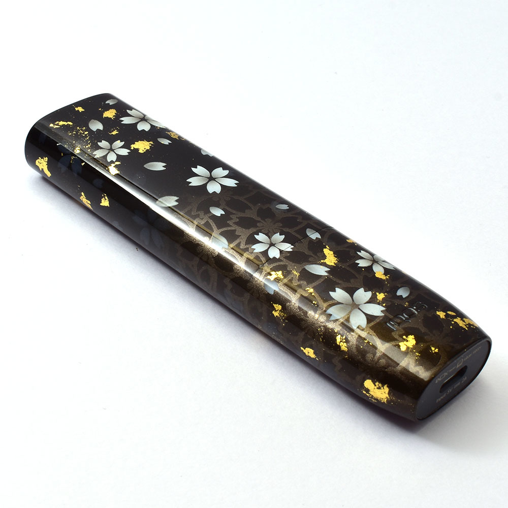 アイコス　イルマワン　オーダー制作　桜柄金箔入り　モノトーンブラック　和柄　IQOS ILUMA ONE　本体