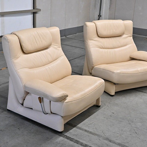 カリモク本革 リクライニングソファ 2人掛け ヘッド可動 セパレート