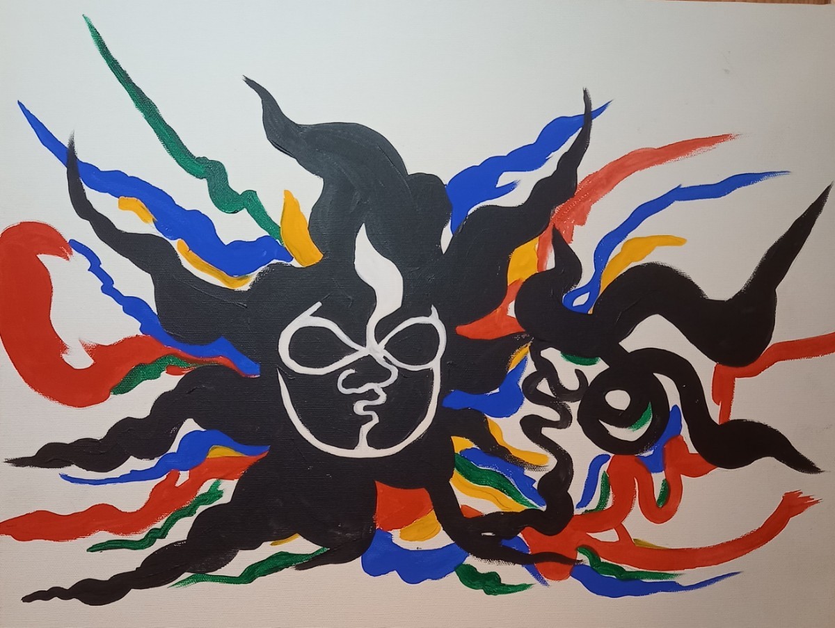 黒い太陽 直筆サイン 肉筆画 直筆 岡本太郎 キャンパス画 油絵