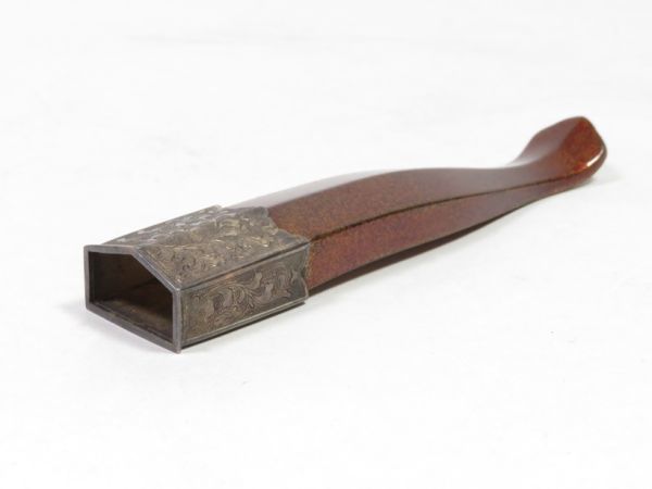 【4892】明治時代　書道具　文房具　純銀巻　墨擦り（初品・買取品）