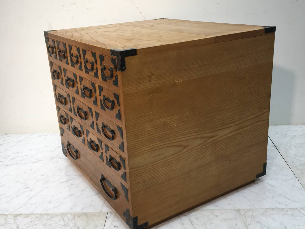 インテリア小物 木製 時代箪笥風 小物入れ 薬箱 道具箱