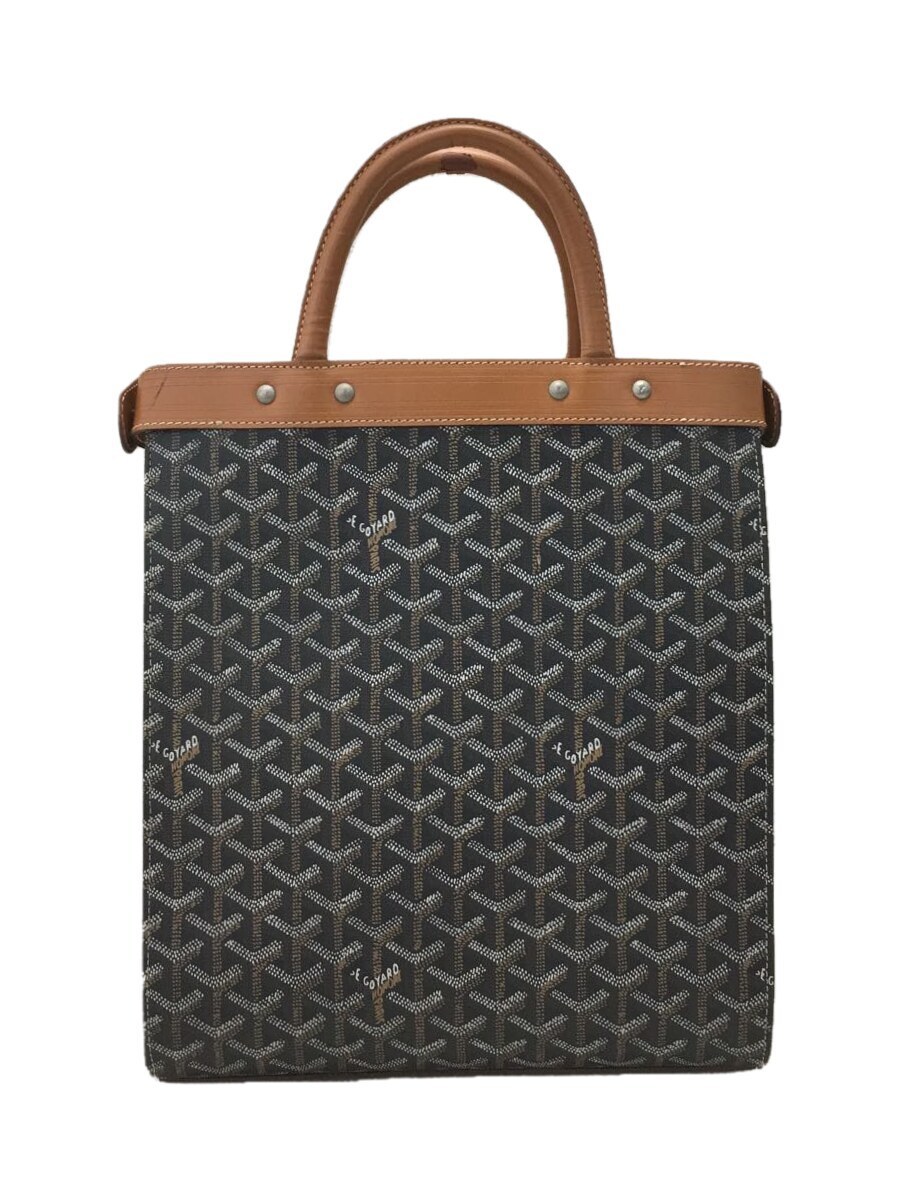 GOYARD◆トートバッグ/PVC/BLK/総柄/ハンドル部分レザー剥がれ有
