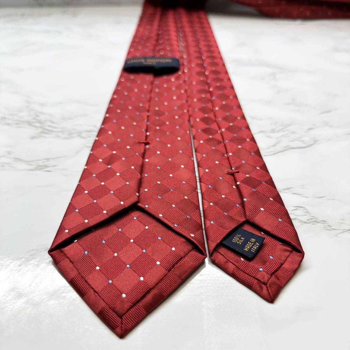 未使用級 現行タグ レア LOUIS VUITTON ネクタイ シルク100% ダミエ柄