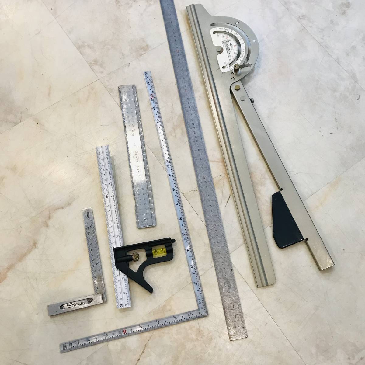N9313 SHINWA シンワ 指短 曲尺 L字型定規 角度定規 AJ-50 スケール 測定器など 6点まとめ売り 工具 道具 