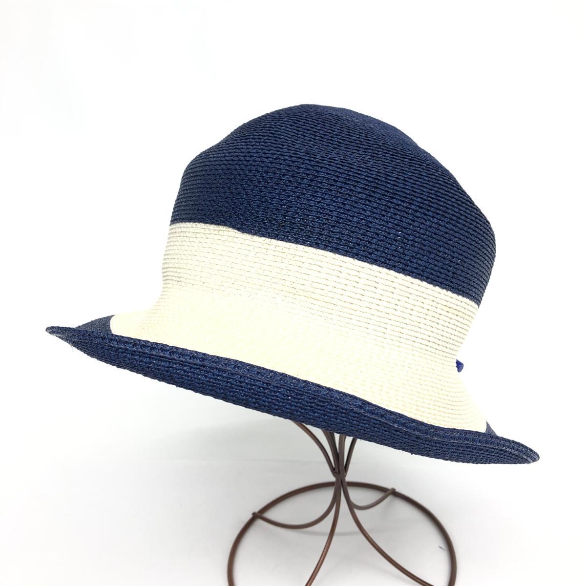 良好◆Vogue 銀座ボーグ ストローハット ◆ ホワイト/ネイビー レディース 帽子 ハット hat 服飾小物