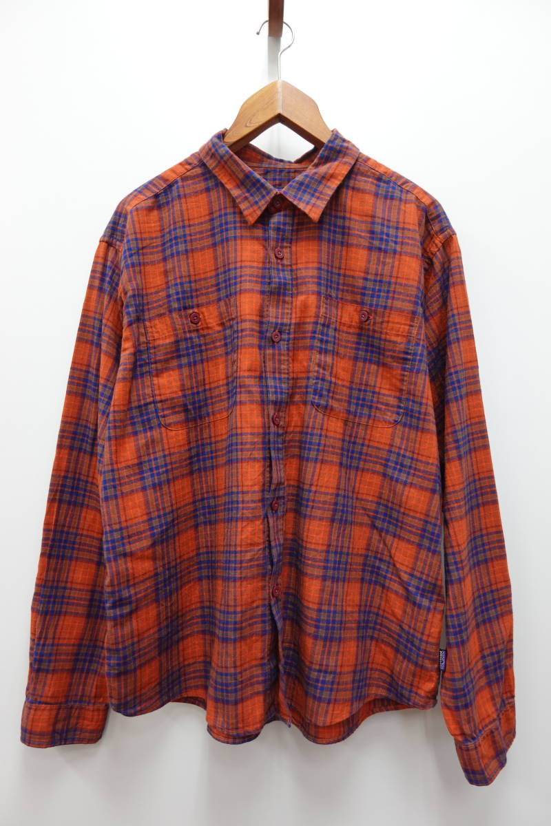 34W パタゴニア patagonia 長袖チェックシャツ オーガニックコットン 